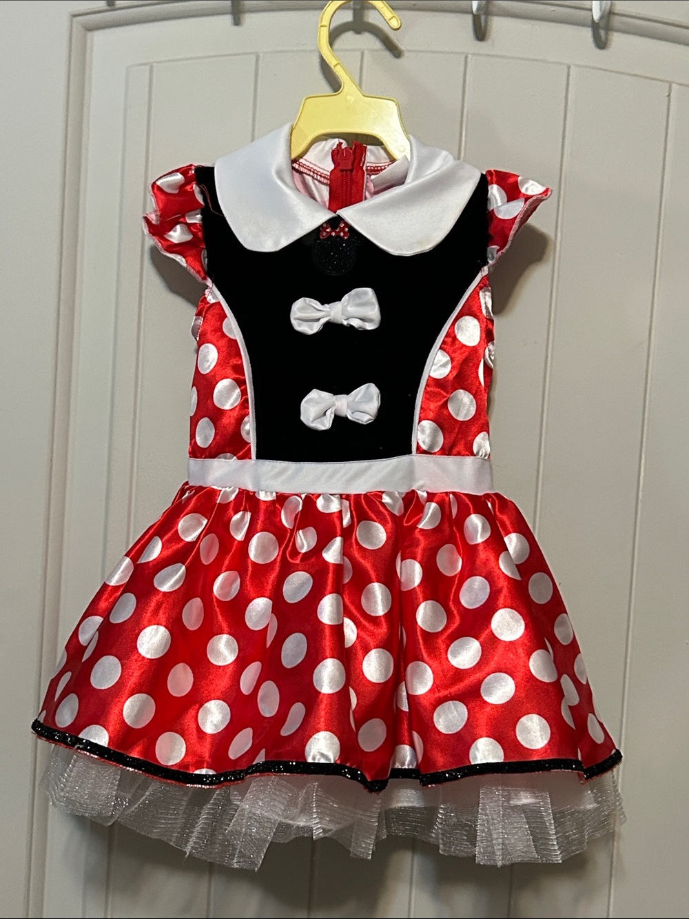 Classic Red Polka Dot Kids Costume Dress with White Collar